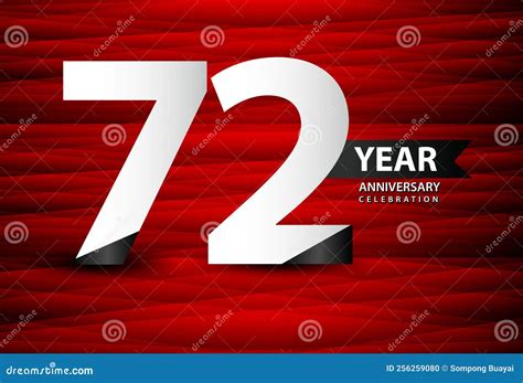 72 Year Anniversary Celebration Logo Vector on Red Background, 72 Number Design, 72th Birthday ...