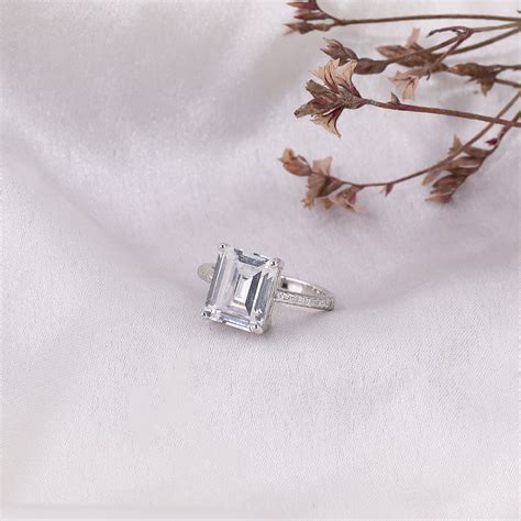 Silver White Square Emerald Cut Ring – Eri Silvers