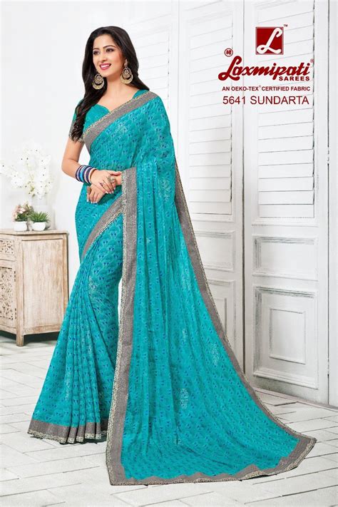 Laxmipati Manoneeta 5641 Blue Chiffon Saree – SANSKAR