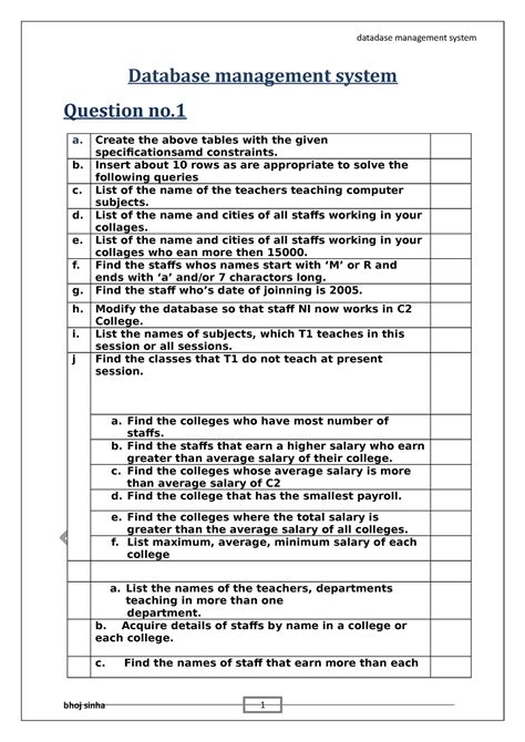 Real dbms - rea ldbms - 1 Database management system Question no. a ...