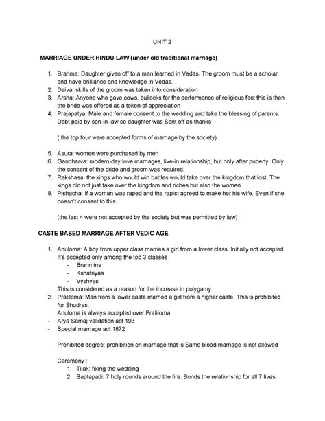 Marriage under hindu law - UNIT 2 MARRIAGE UNDER HINDU LAW (under old ...