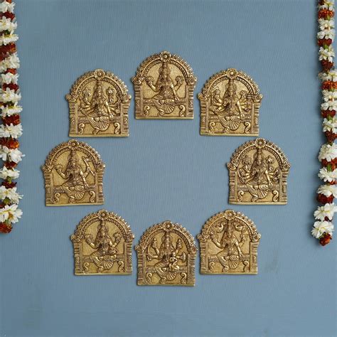 Buy eCraftIndia Set of 8 Brass Astha Lakshmi Wall Hangings Online