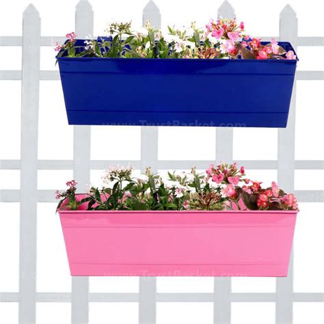 Rectangular Railing Planter Blue And Magenta (18 Inch) - Set of 2 ...