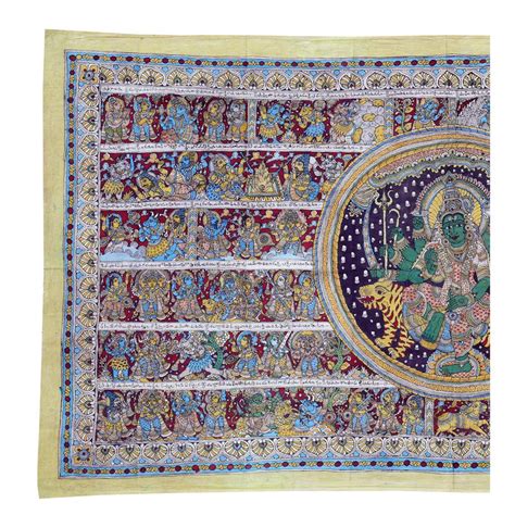 Handpainted Kalamkari Wall Hanging Depicting Goddess Durga's Tales — TVAMI
