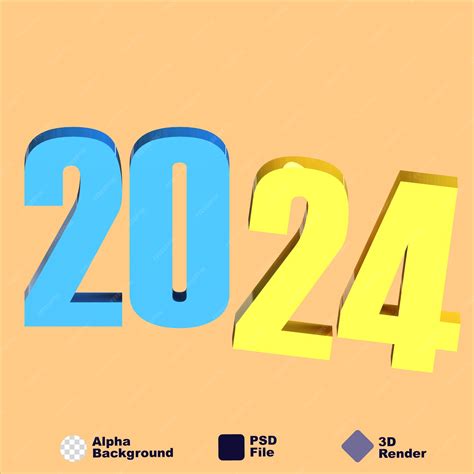 Premium PSD | 3d render illustration 2024 blue gold for calendar