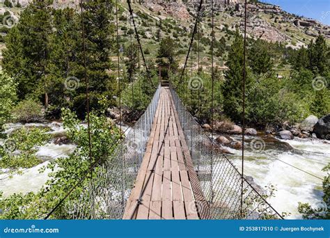 Suspension Bridge Over the Middle Popo Agie River at Sinks Canyon ...