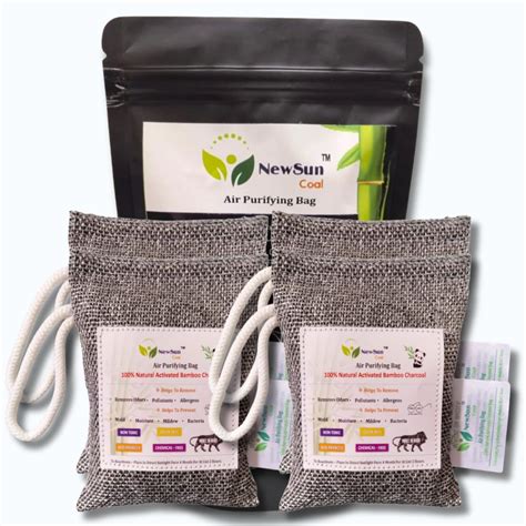 NewSun Pack of 4-100gram Fresh Activated Bamboo Charcoal Chunks Air ...