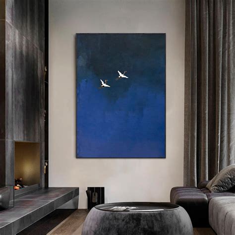 Surrealist Dark Blue Sky Painting Dark Blue Wall Decor · Abstract Art ...