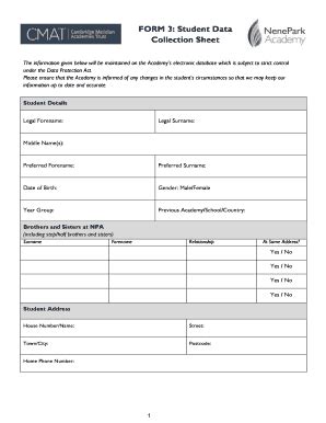 Student Data Collection Form Pdf | pdfFiller