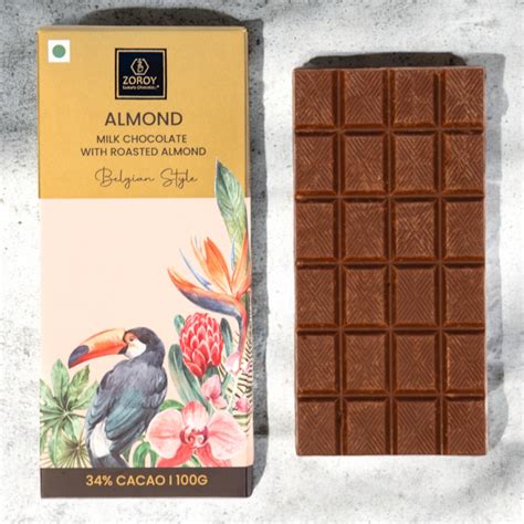 ZOROY LUXURY CHOCOLATE 100% Couverture Milk chocolate Almond bar | Sig