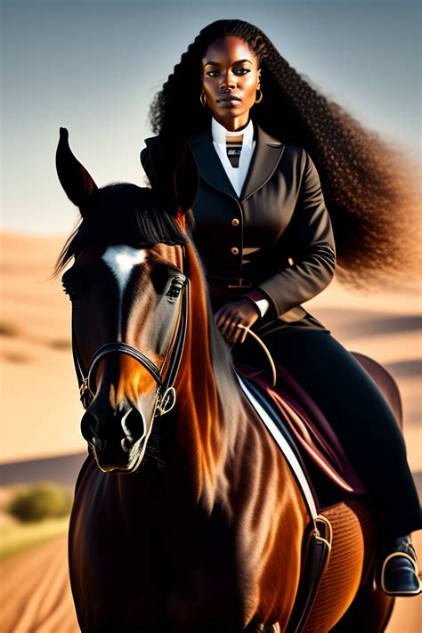 Lexica - Black woman riding a horse