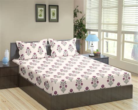 Divine Casa 144 TC 100% Cotton Double Bedsheets with 2 Pillow Covers ...