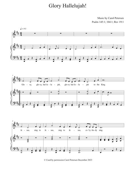 Glory Hallelujah! by Carol Petersen Sheet Music for Unison Choir at ...