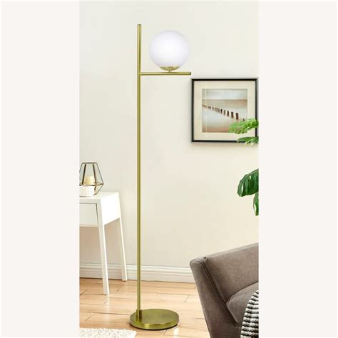 Mid Century Modern Gold Glass Globe Floor Lamp - AptDeco