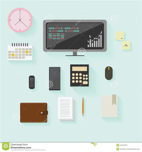 Set of Office and Business Stock Finance Elements in Flat Design Stock ...