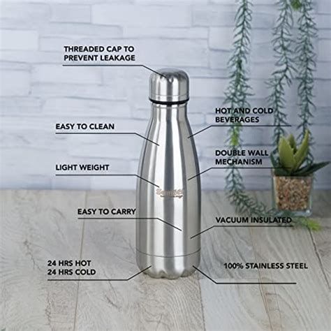 Sumeet Stainless Steel Double Walled Flask / Water Bottle, 24 Hours Ho ...