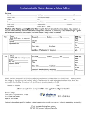 Fillable Online Distance Learning Application Form Fax Email Print ...