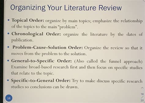 Organizing Your Literature Review Topical Order: | Chegg.com