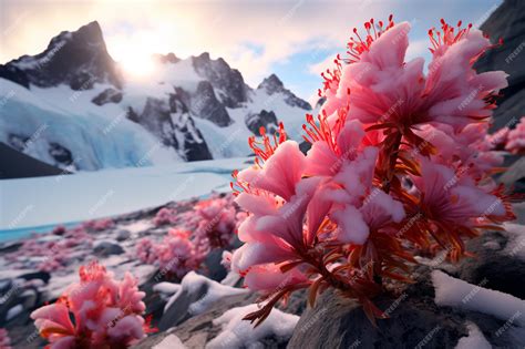 Premium AI Image | Flowers bloom in Antarctica Climate changes Melting ...
