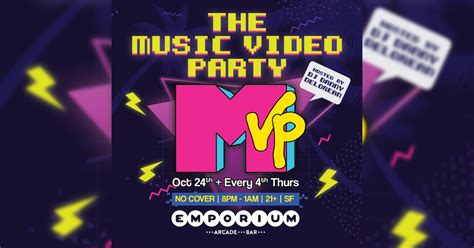 MVP: The Music Video Party w/ Danny Delorean, Emporium Arcade Bar, San ...