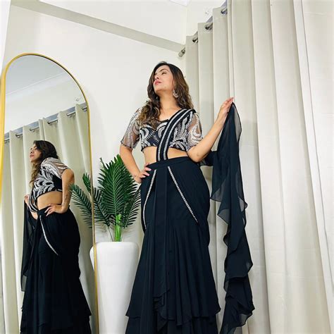 Designer mermaid drape lehenga saree for wedding – RK Kurtis