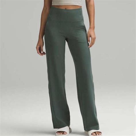 lululemon wide leg khaki green leggings size 4,... - Depop