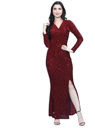 Buy AXELUS Velvet Long Straight Fit Dress Gown for Women, Gown for ...
