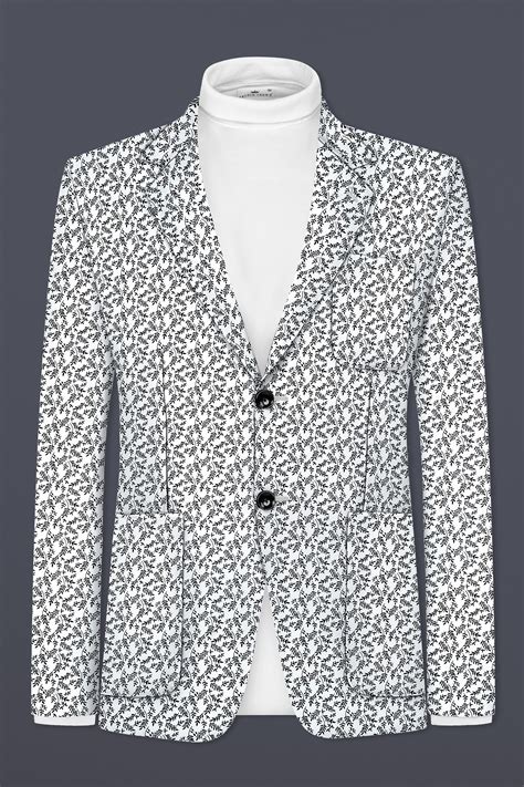 Bright White And jade Black Prints Premium Wool Blend Single Breasted ...