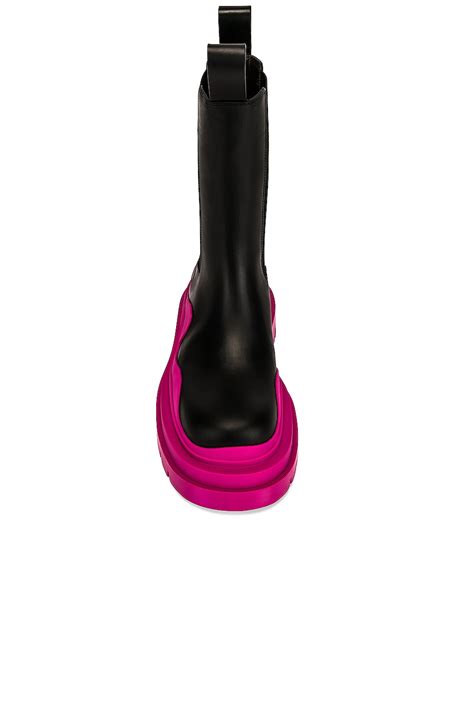 Bottega Veneta Tire Chelsea Boots in Black & Hollyhock | FWRD