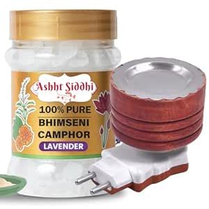 Bhimseni (Lavender) Camphor 100gm Jar with Wooden Kapur Dani | Bhimseni ...