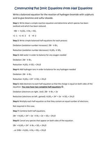 Image result for Free Science Lessons Half Equations