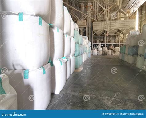 A Large Bag of Rice Packed in a Rice Mill Stock Image - Image of ...
