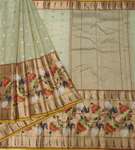 Shop Now: Green Kota Doria Saree with Real Zari & Muniya Border ...