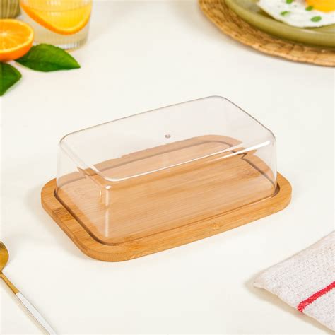 Bamboo Wood Butter Dish With Transparent Lid Online - Premium Butter ...