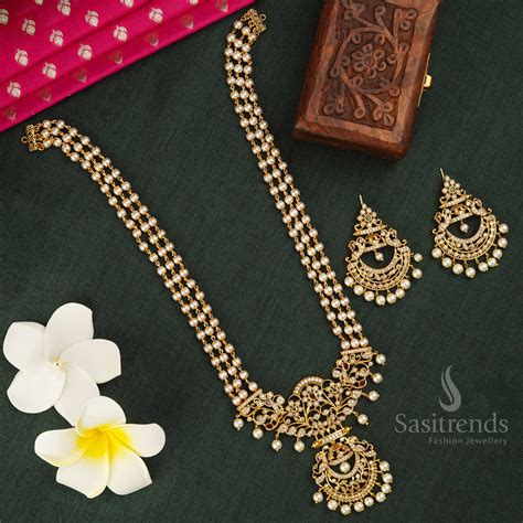 Premium Temple Long Haram Jewellery Sets – Sasitrends