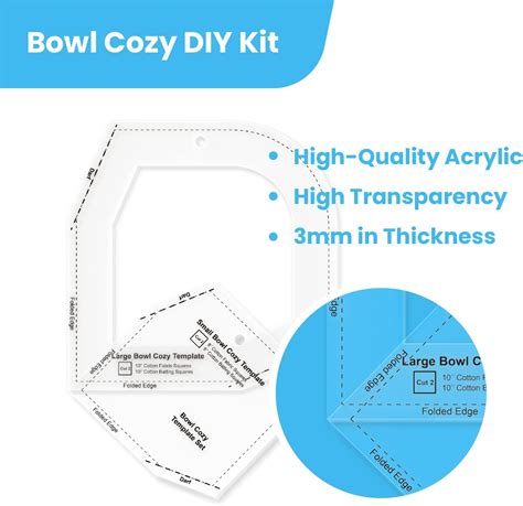 Buy Kylanix Bowl Cozy Template Cutting Ruler Set, 3 Sizes Acrylic Bowl ...
