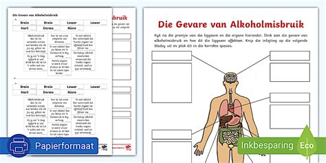 Die Gevare van Alkoholmisbruik Aktiwiteit (teacher made)