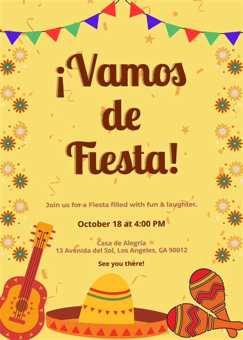 Free Fiesta Invitation Templates, Editable and Printable