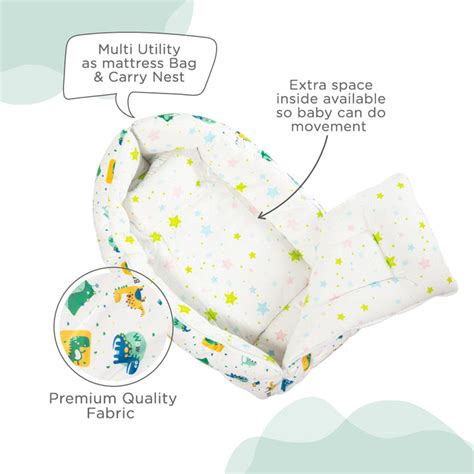 MEEMEE Dino Snooze: Green Dinosaur Print Cozy Carry Nest for Your Litt