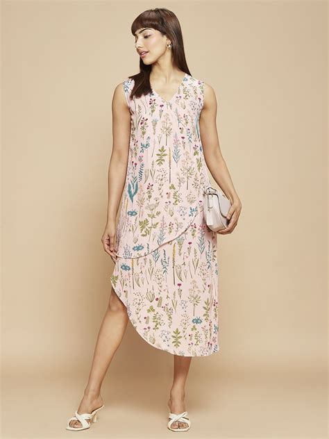 Liva Crepe Floral Printed Wraparound Dress