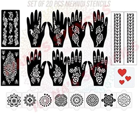 Ivana's Set of 20 Pcs Combo Pack, Reusable Mehandi Design Sticker ...