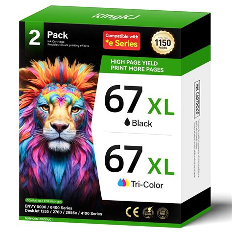 67XL Printer Ink for HP 67XL Ink Cartridges Black/Color Combo Pack ...