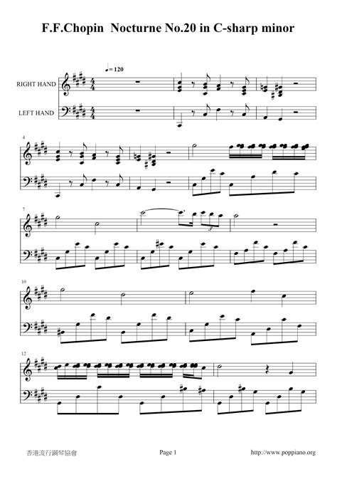 Chopin-Chopin: Nocturne No. 20 in C-Sharp Minor, Op. Posth. Sheet Music ...