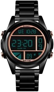 SKMEI 1448 Black and Rose Gold Chronograph Stainless Steel Digital ...