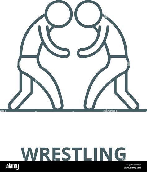 Wrestling vector line icon, linear concept, outline sign, symbol Stock ...