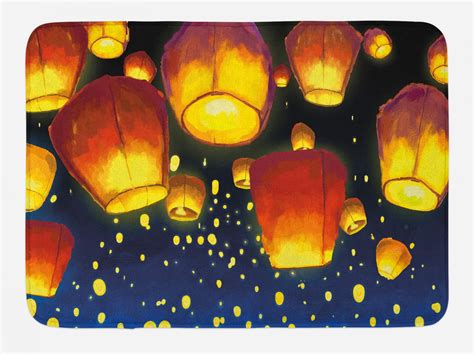 Lantern Bath Mat, Floating Fanoos like Devices on Sky Festive ...