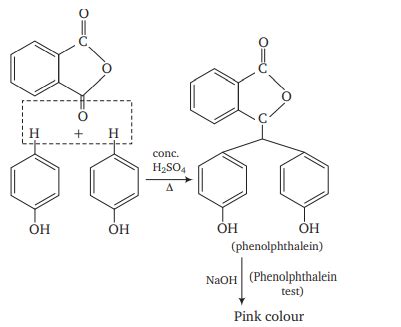 Phenol is heated with phthalic anhydride in the presence of conc. H2SO4 ...
