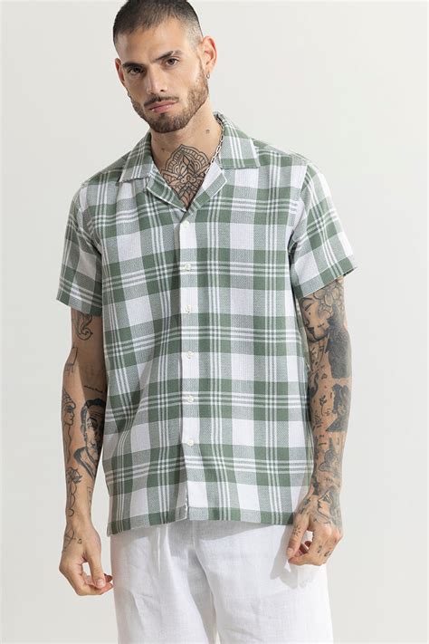Buy Men's Cuban Cottage Green Shirt Online | SNITCH