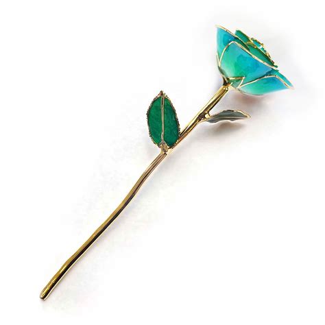 Peacock Teal 24kt Gold Dipped Rose – Steven Singer Jewelers