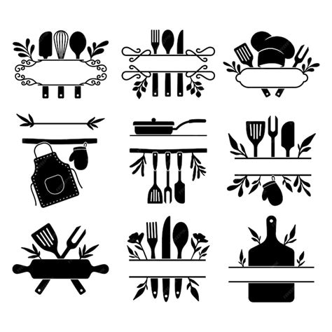 Kitchen split monogram vector | Premium Vector